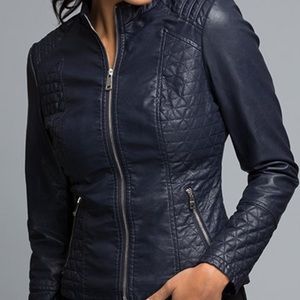 BROWN Faux leather jacket NWT LARGE